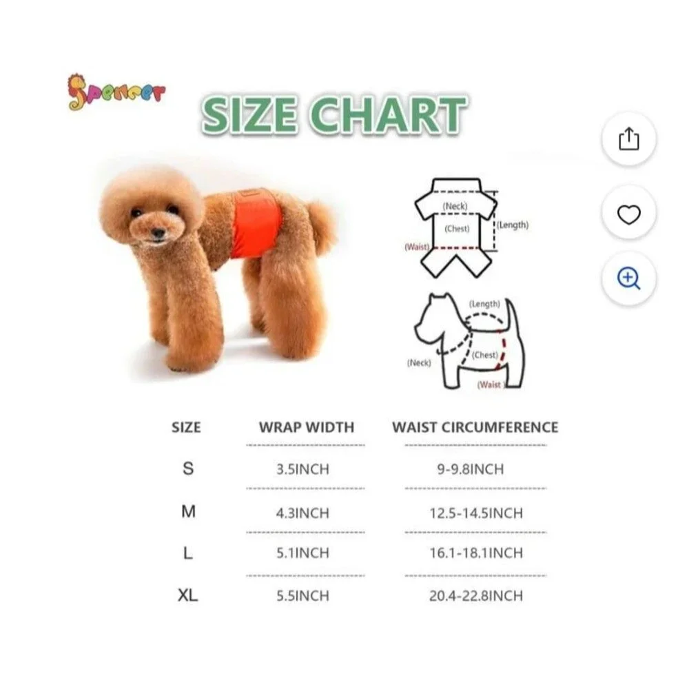 Belly Bands for Male Dogs - Washable Dog Diapers Male Sz X-Large New (Reusable )
